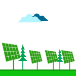 solar panels and trees